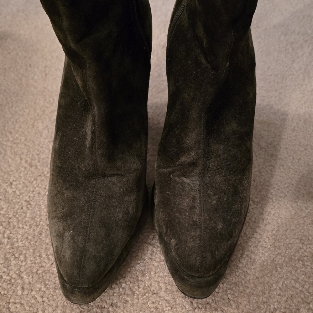 Suede Platform Mid-Calf Boots - Picture 3 of 5